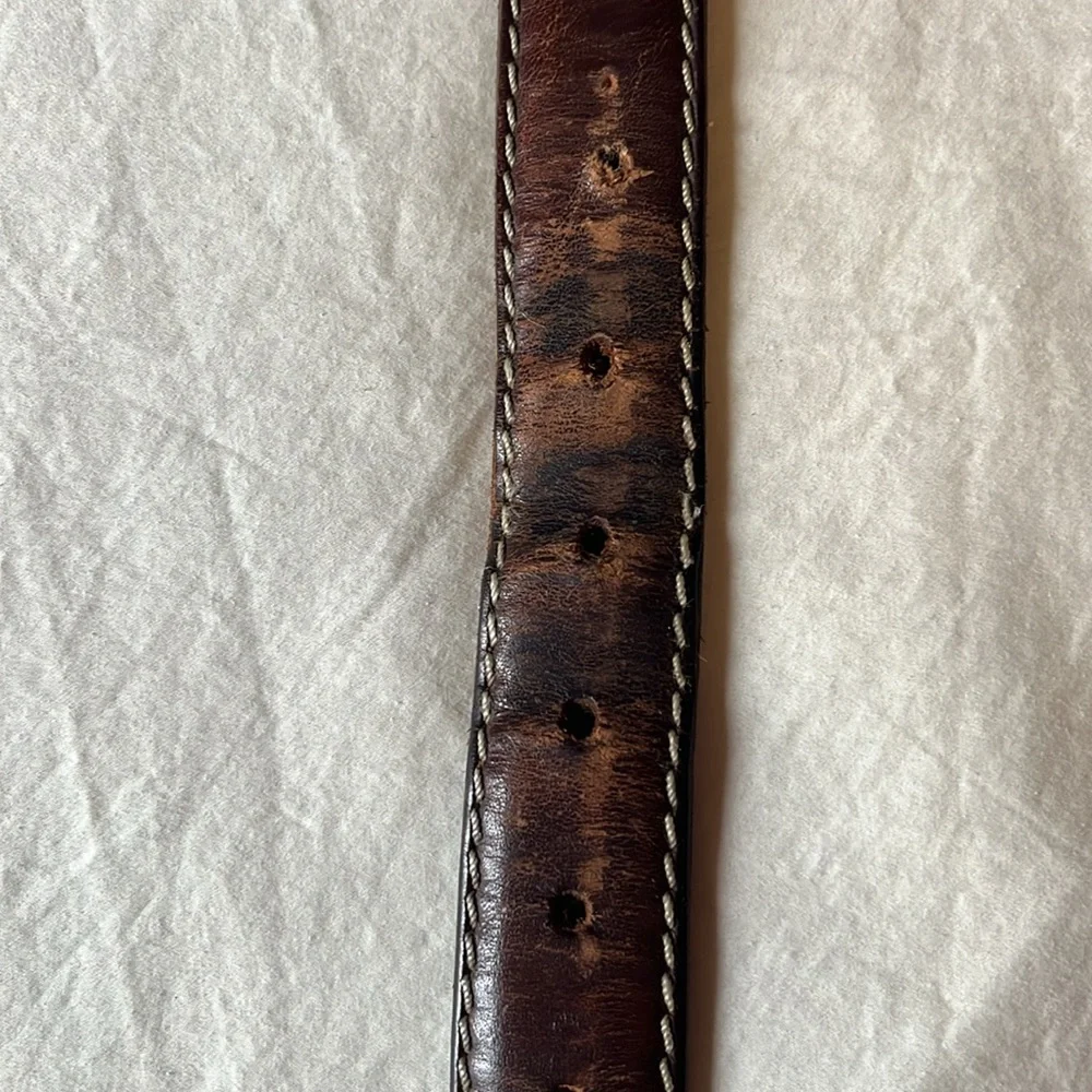 Vintage Ralph Lauren Leather Belt Men's Brown Gold tone Buckle Length: 49